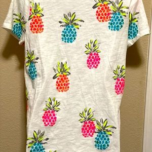 Size L colorful pineapple v neck shirt/blouse